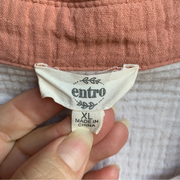 Entro Color Block gauze cotton Button Down - Picture 3 of 8